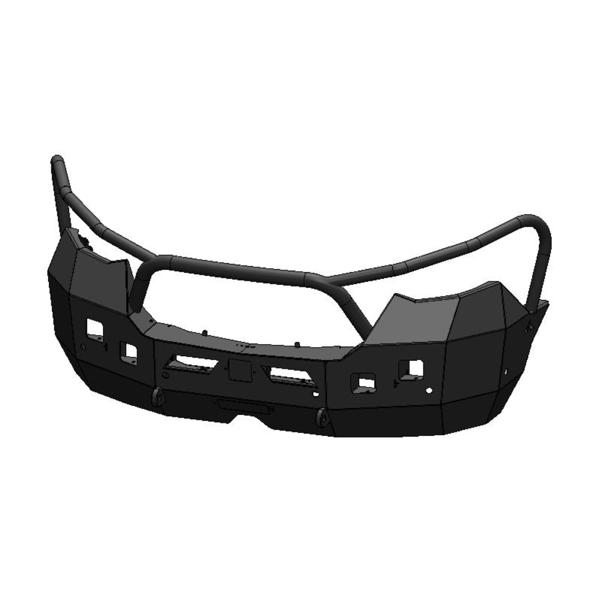 Black Aluminess front winch bumper product image, with brush guard