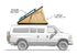 Illustration of a Ford E-Series van with a Cloud Cap 4-season tent on a white background