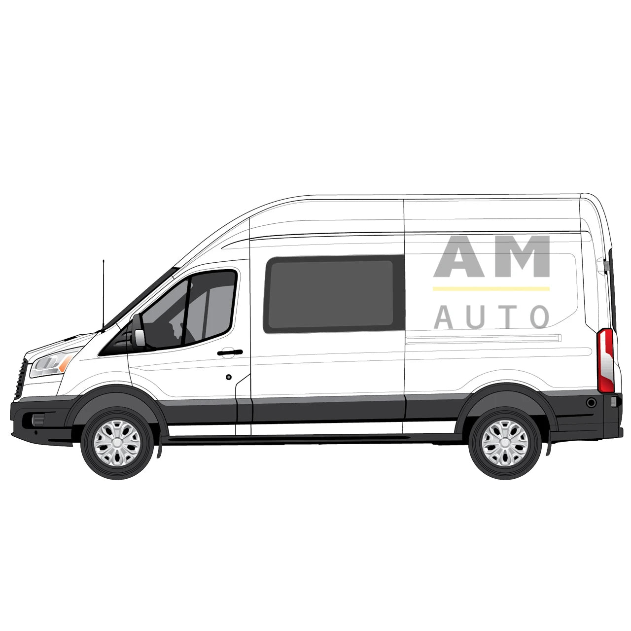 AM Auto FT14-L1 Ford Transit Driver's Side Forward Bonded Window