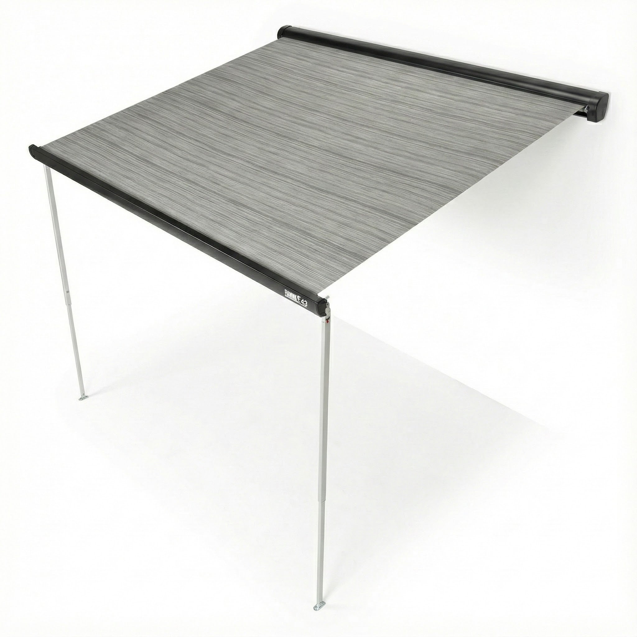 Fiamma F43van 3.0 meter wall-mounted manual awning with deep black aluminum case and royal grey vinyl canopy