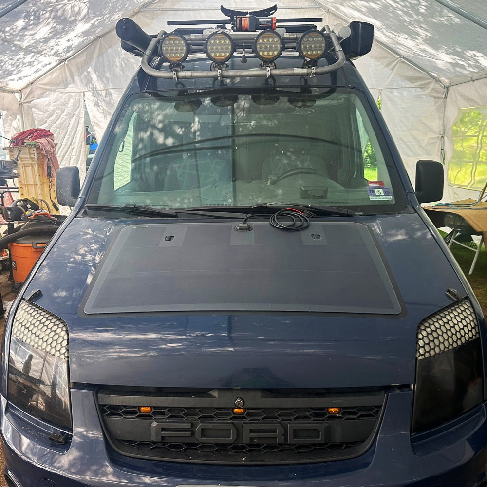 Ford-Transit-Connect-Lensun-110W-Hood-Solar-Panel-5
