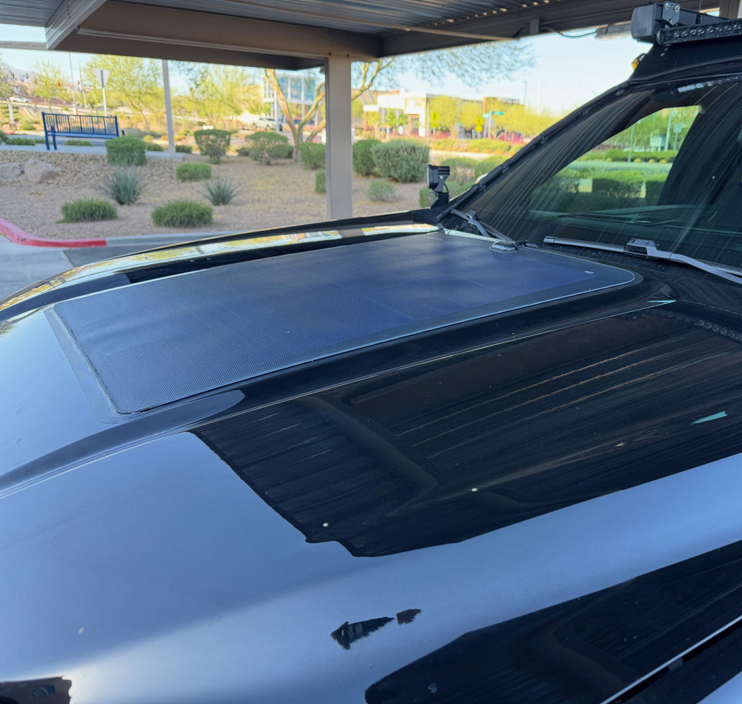 GMC_Yukon_Lensun_98W_Hood_Flexible_Solar_Panel_2