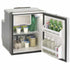 Black gloss acrylic AC/DC 2.3 cubic foot refrigerator/freezer with 4L freezer compartment and right-hand door swing