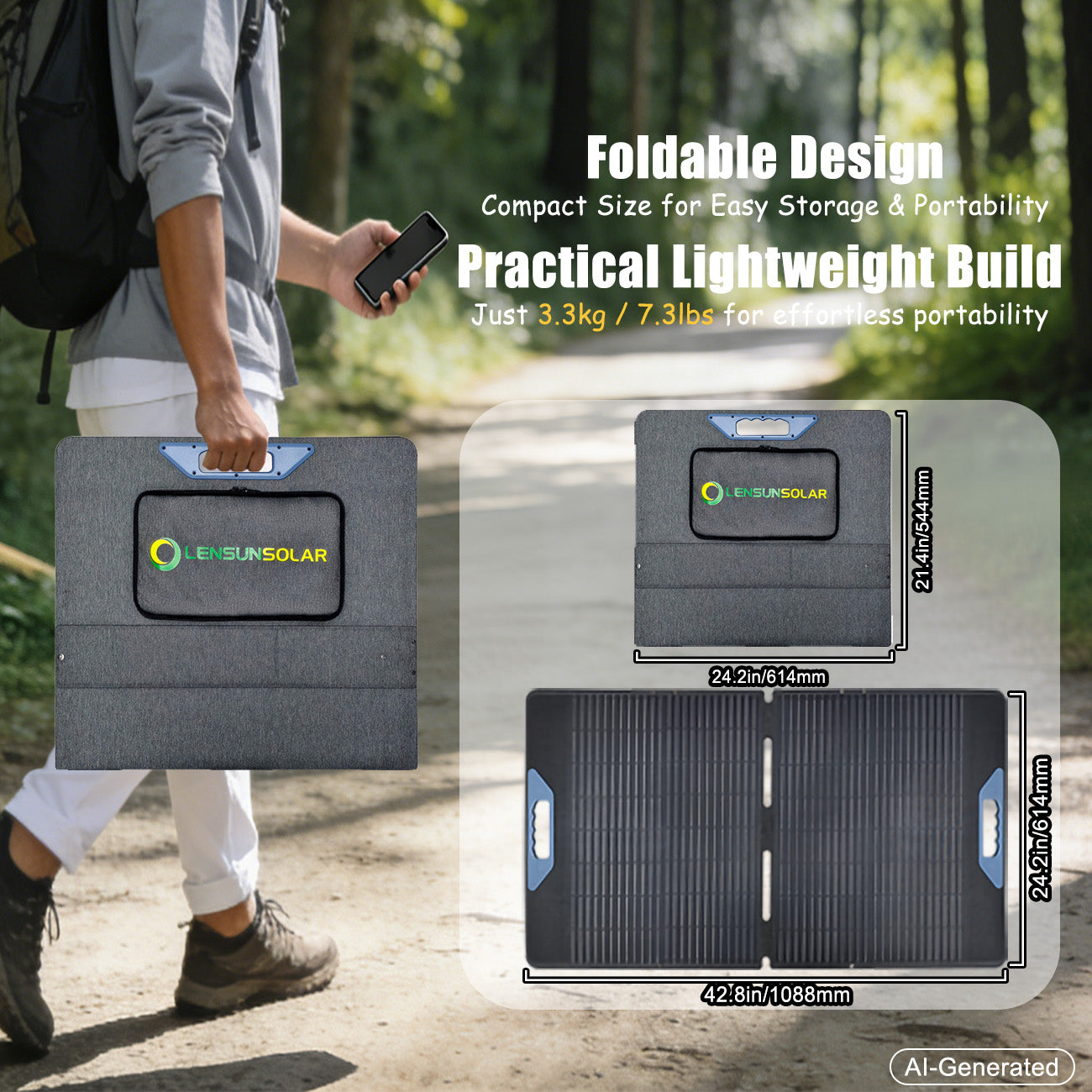 Lensun-100W-12V-Waterproof-Foldable-Solar-Panel-2