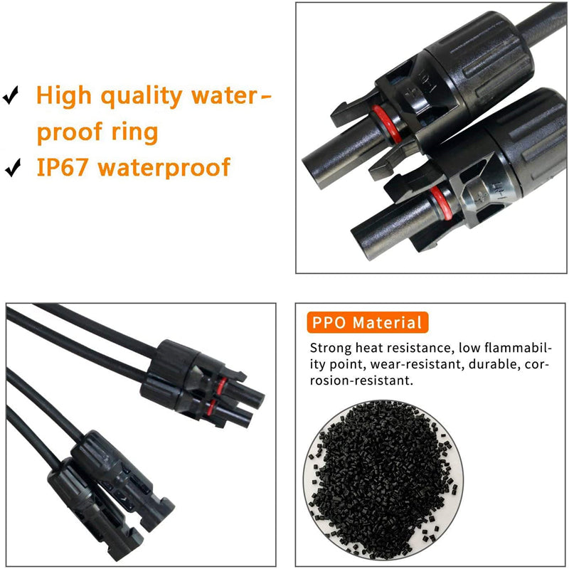 Lensun 10 Pairs of Female & Male Solar Panel Connectors