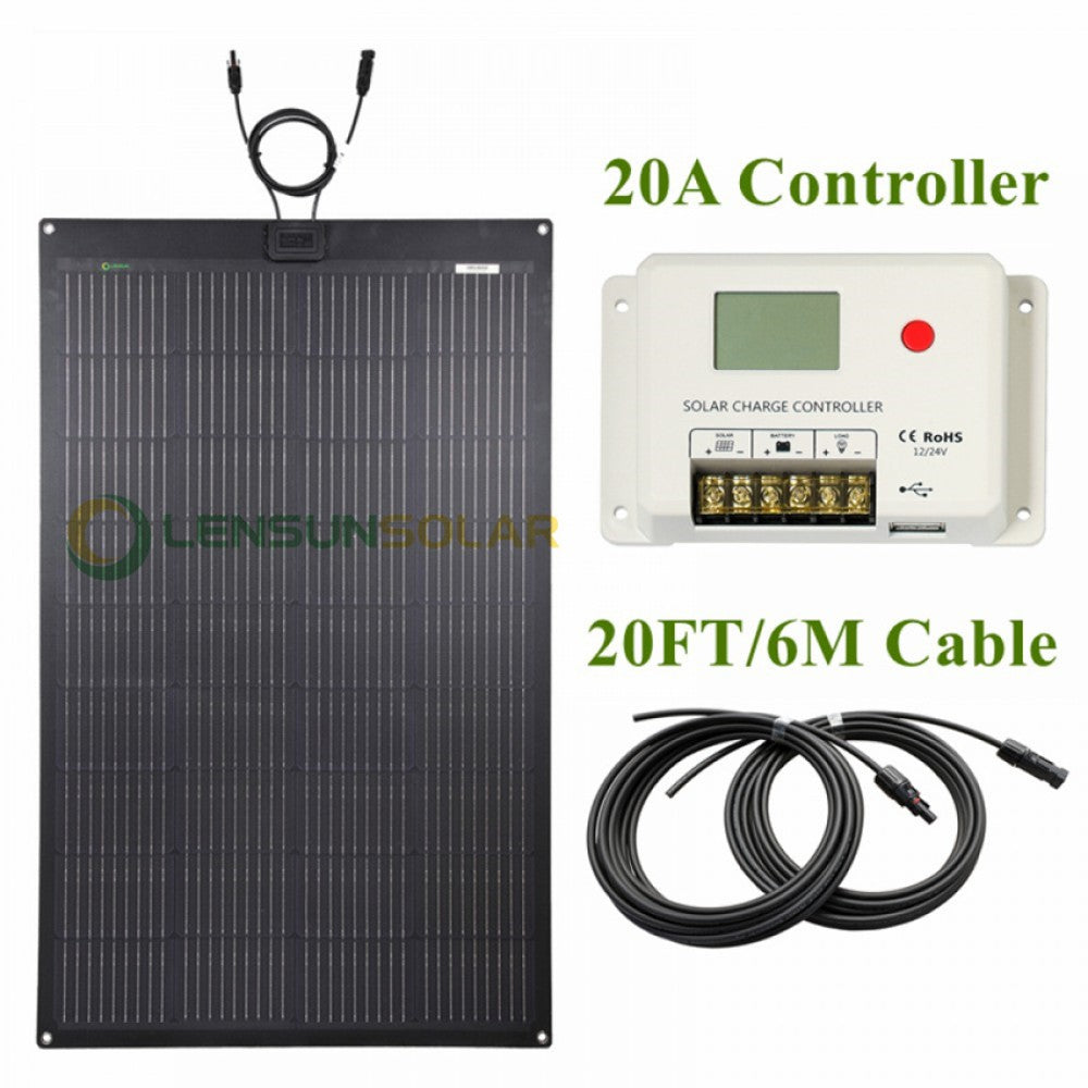 LensunSolar 150W 12V Flexible Solar Panel With 20A Controller