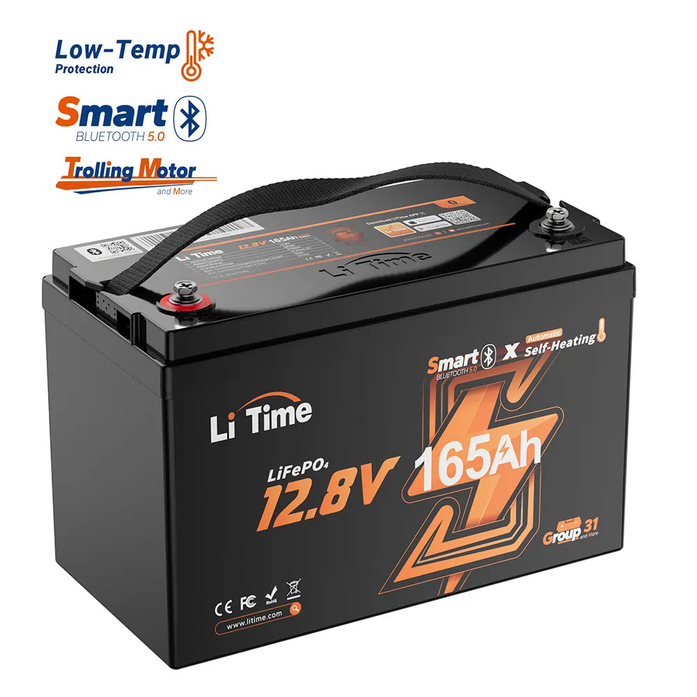 LiTime 12V 165Ah Smart Self Heating Lithium Battery for RV and Camping