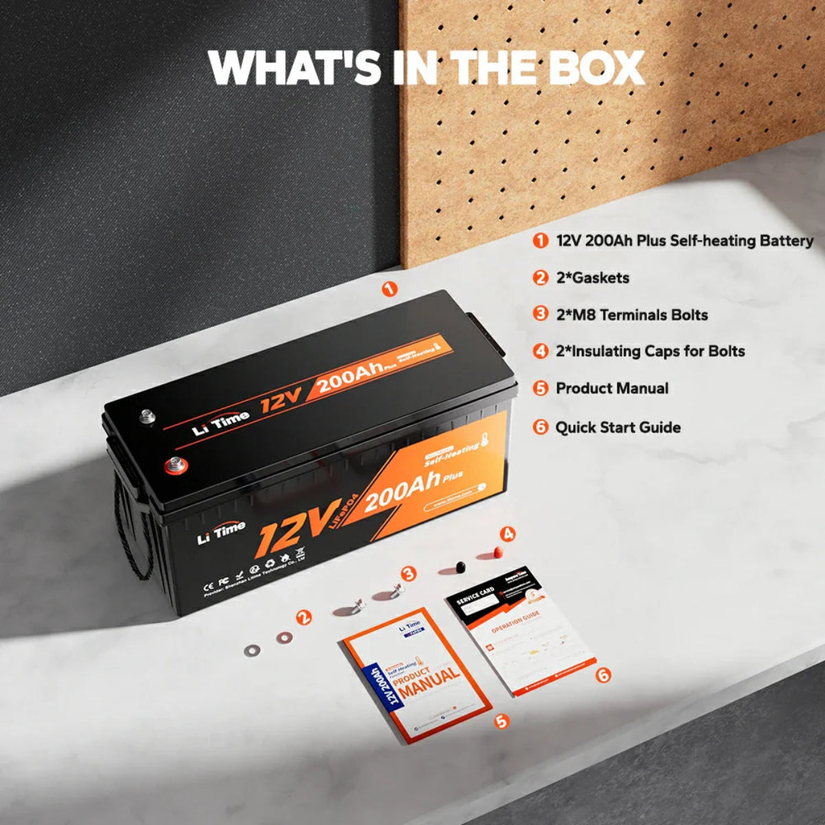 12V 200Ah battery with accessories 