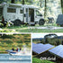 Collage of RVs, a boat, and solar panels showing versatility of LiTime batteries.