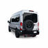 Aluminess driver-side rear door box and tire rack installed on a Ford Transit