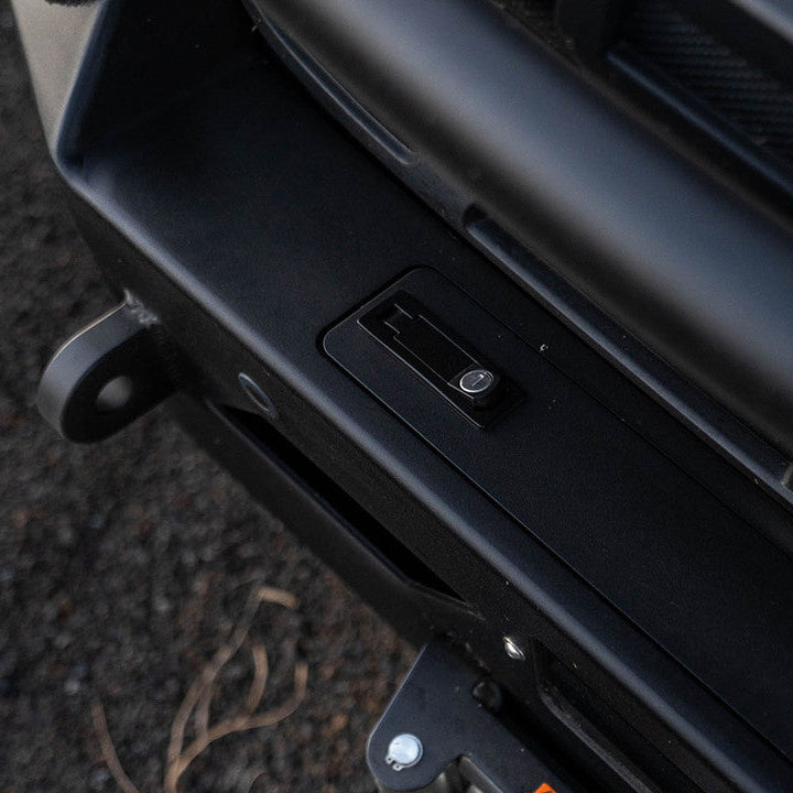 Detail view of finish and construction on Aluminess Transit bumper