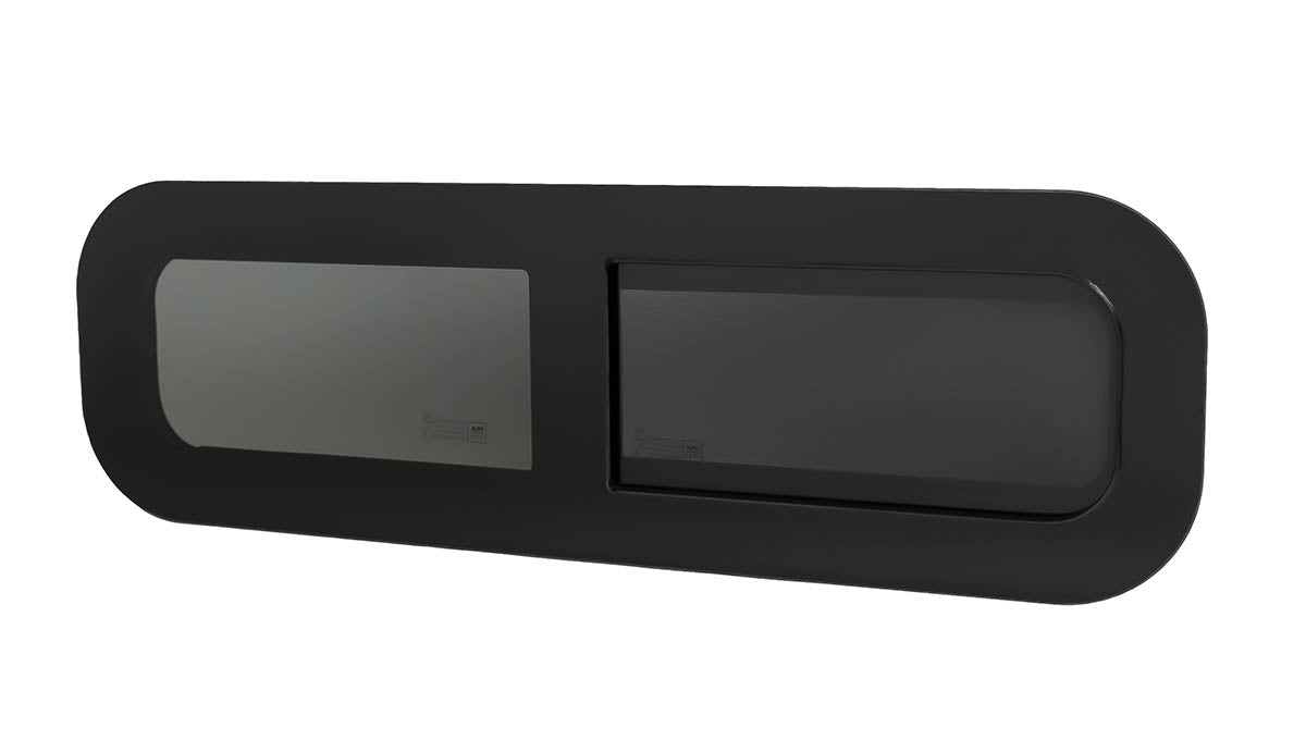 A black wall-mounted window for campervan
