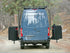 Aluminum rear bumper swing outs on a Mercedes Sprinter van